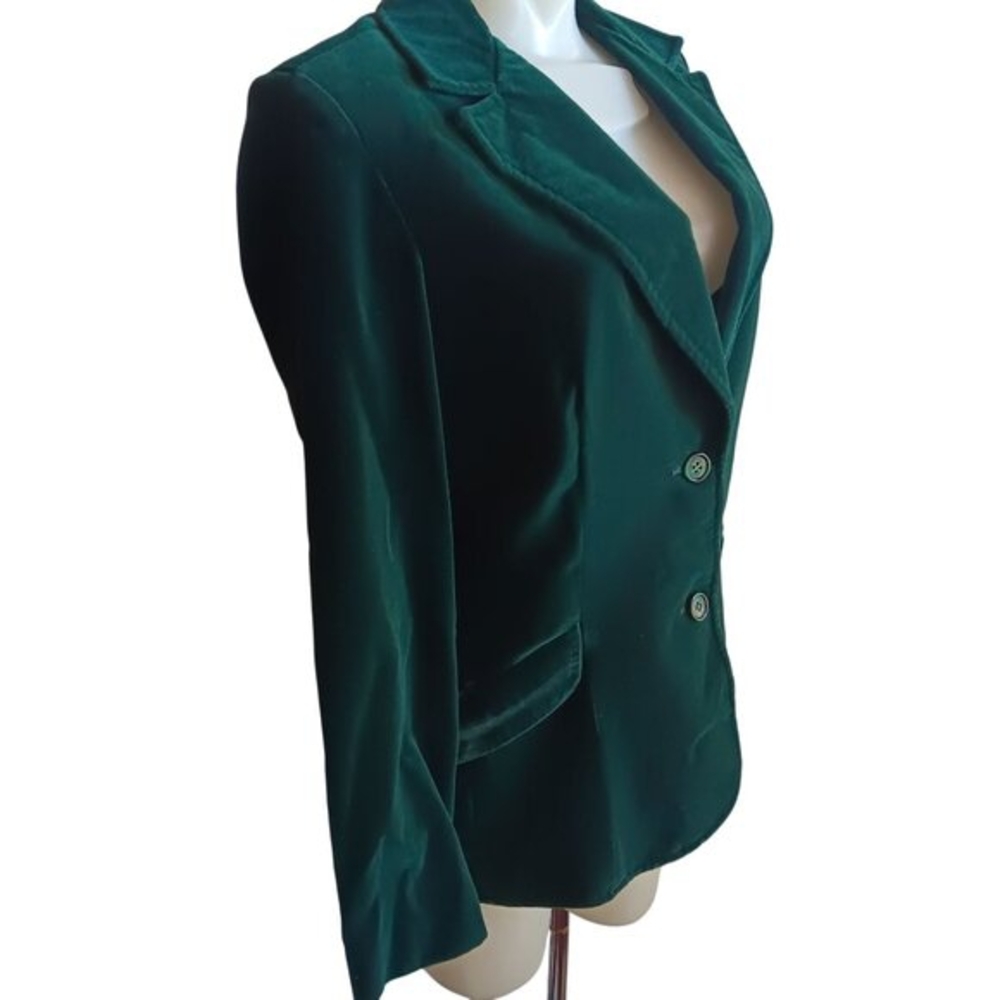 Women's Vintage Blazer Koret California Velvet Jacket Suit Emerald Green 1970's - Picture 3 of 9